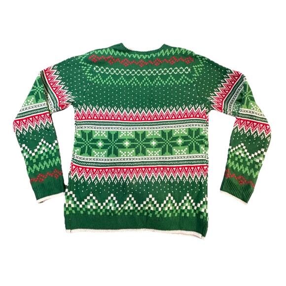 holiday time christmas sweater womens Green Red Cow Santa Hat “Christmas Mooood” - Picture 2 of 8